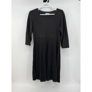calvin klein pleated sweater dress Calvin Klein Womens P Petite Gray Knit Sweater Dress Pleated Scallop Hem